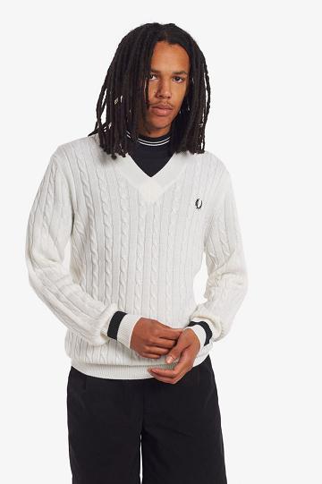 Fred Perry K3801 Miesten Neuleet Valkoinen | FI 1743GSOL